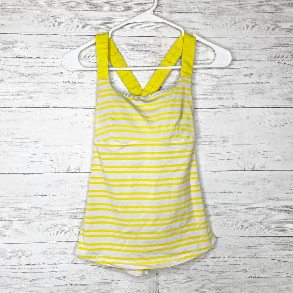 Yellow White Striped Strappy Push Your Limits Tank